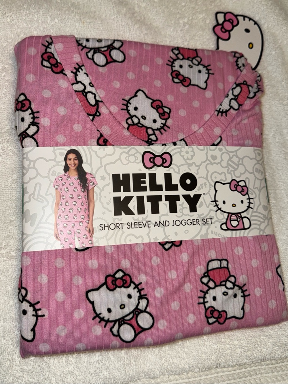 Hello Kitty Pink Polka Dot Short Sleeve & Jogger Pajama Set